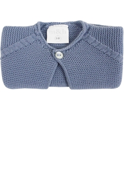 Medium blue thick knitted short baby cardigan m&h