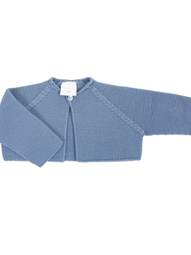 Medium blue thick knitted short baby cardigan m&h