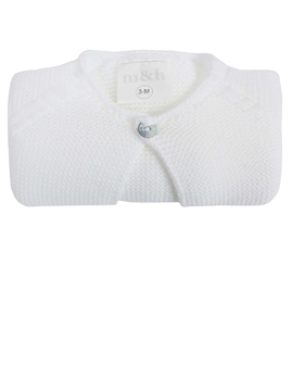 White thick sort knitted baby cardigan m&h