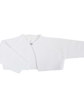 White thick sort knitted baby cardigan m&h
