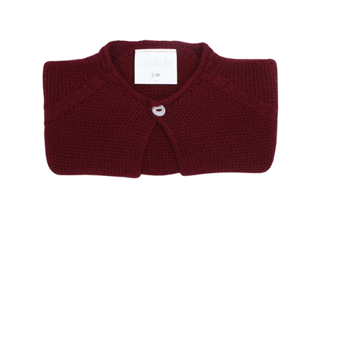 Burgundy short baby cardigan m&h