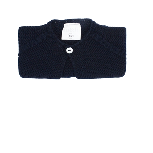 Navy blue thick knit short cardigan m&h