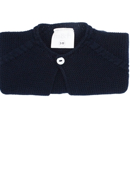 Navy blue thick knit short cardigan m&h