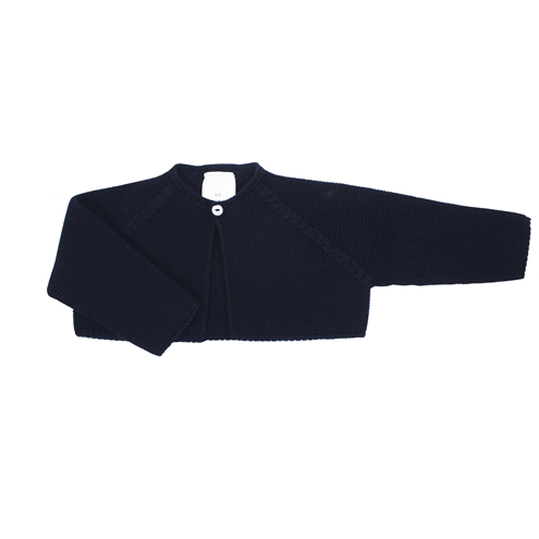 Navy blue thick knit short cardigan m&h