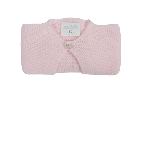 Pink knitted short baby cardigan by m&h