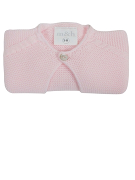 Pink knitted short baby cardigan by m&h