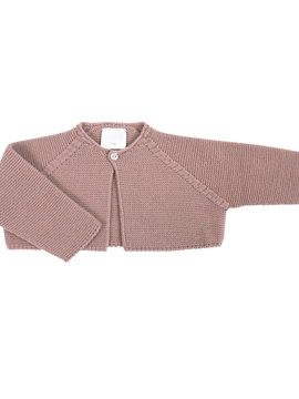 Pastel pink thick knitted short baby cardigan