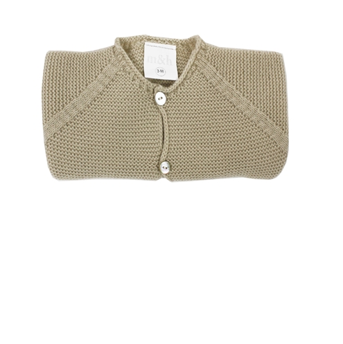 Beige knit long baby cardigan m&h