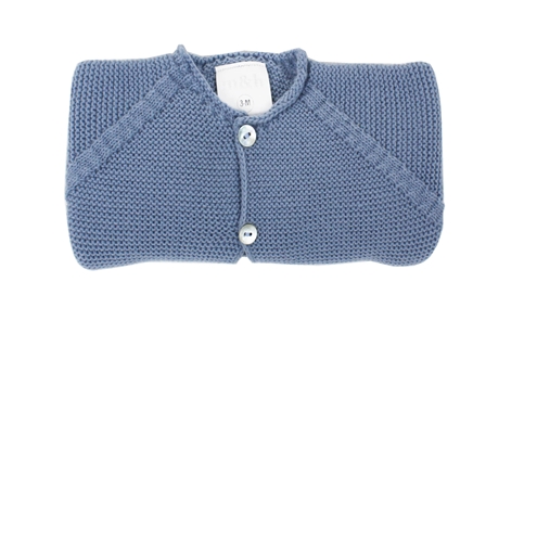 Medium blue thick knitted short baby cardigan m&h