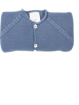 Medium blue thick knitted short baby cardigan m&h