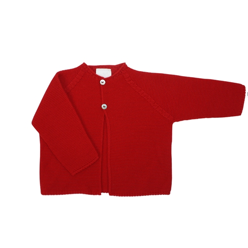 Chaqueta larga punto bobo roja m&h