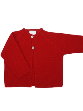 Chaqueta larga punto bobo roja m&h