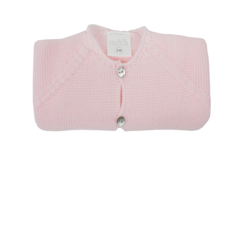 Chaqueta larga punto bobo rosa