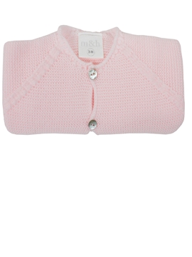 Pink buttoned knitted long baby cardigan m&h