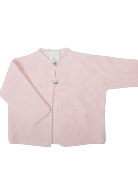 Pink buttoned knitted long baby cardigan m&h