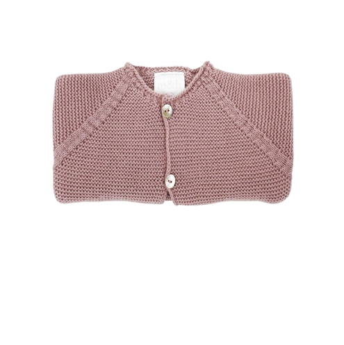 Chaqueta larga punto bobo rosa palo