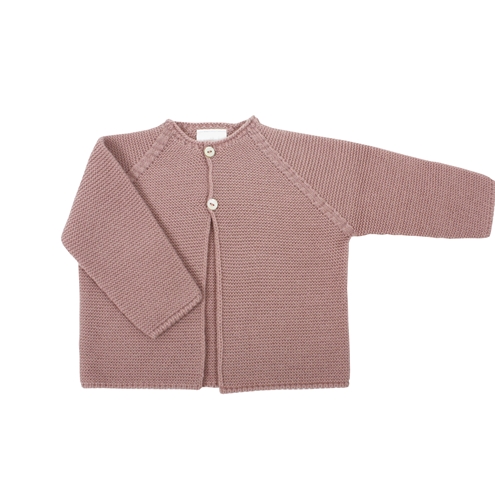 Chaqueta larga punto bobo rosa palo m&h