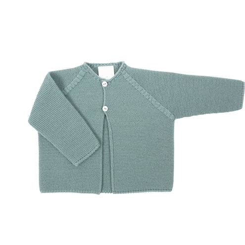 Chaqueta larga punto bobo verde agua m&h