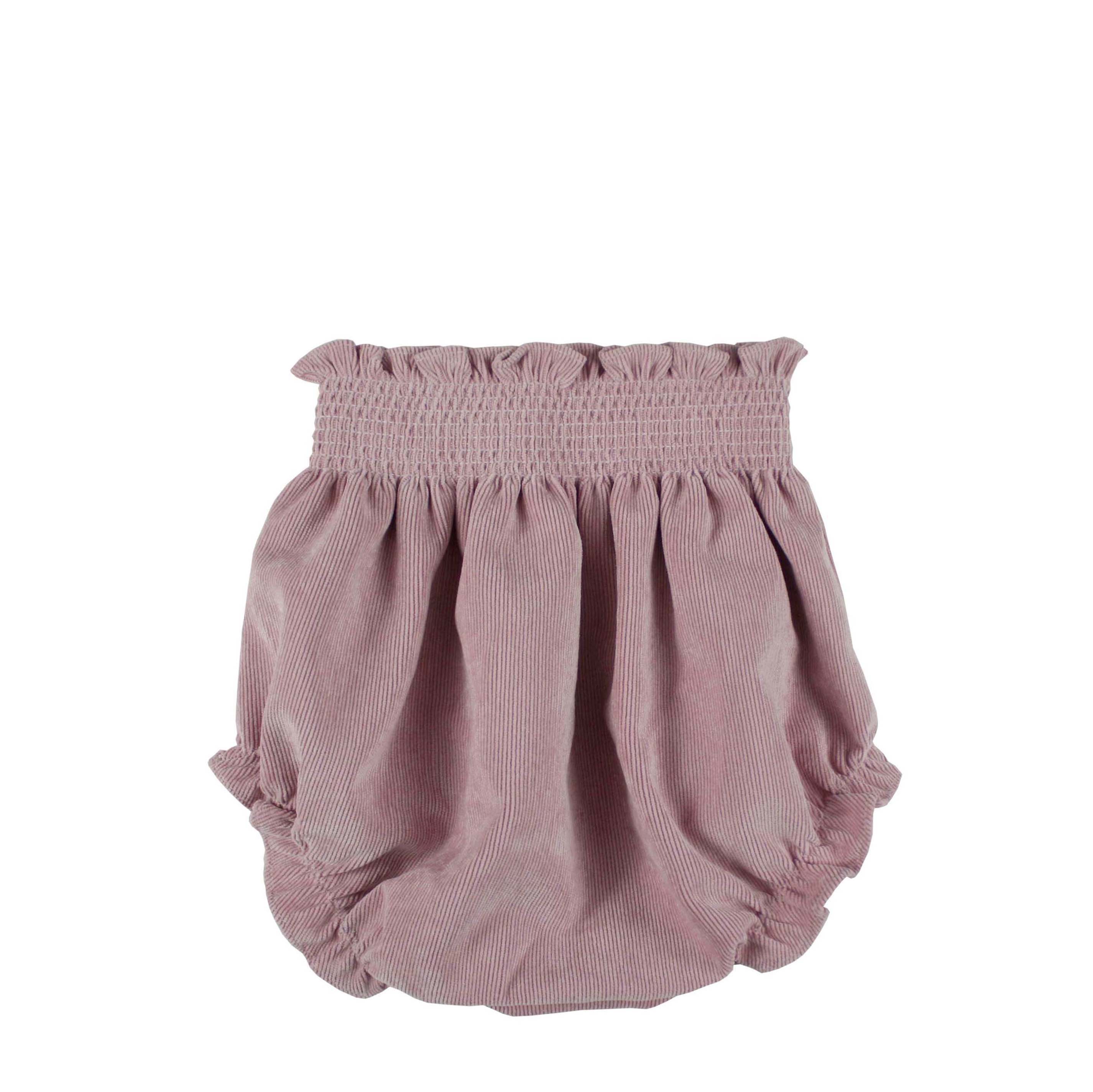 m&h pastel pink corduroy bloomer. Made in Spain by m&h