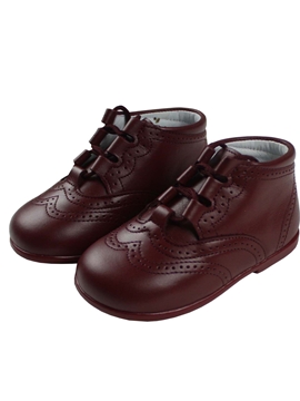 Zapato de piel bota gales burdeos