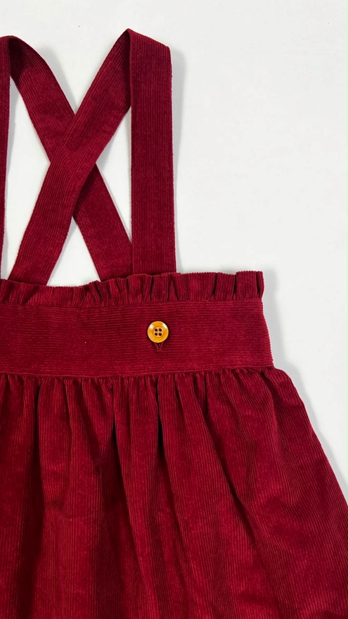 blue corduroy skirt with straps