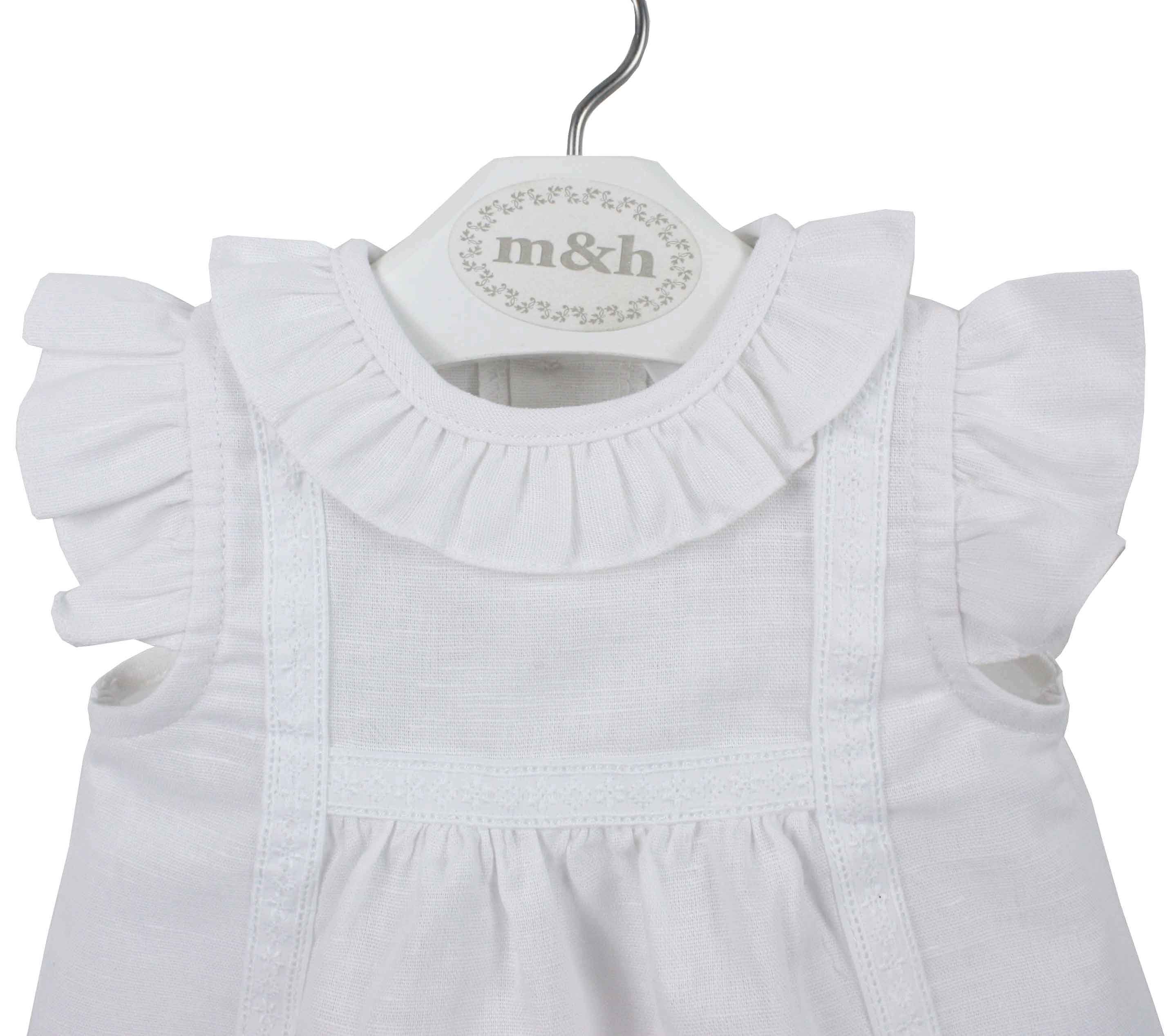 white linen baby dress