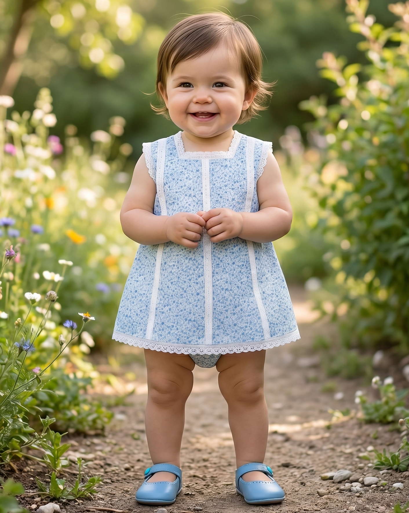 baby dress blue print