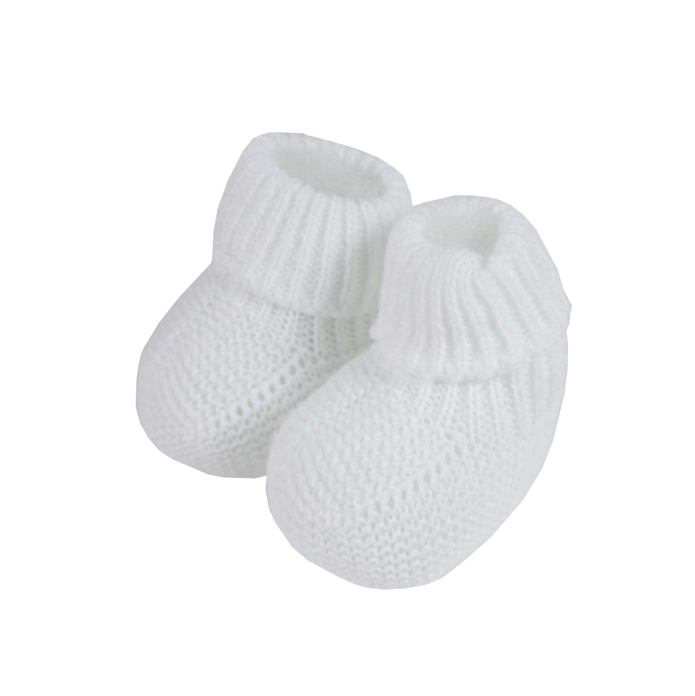 white knitted baby booties