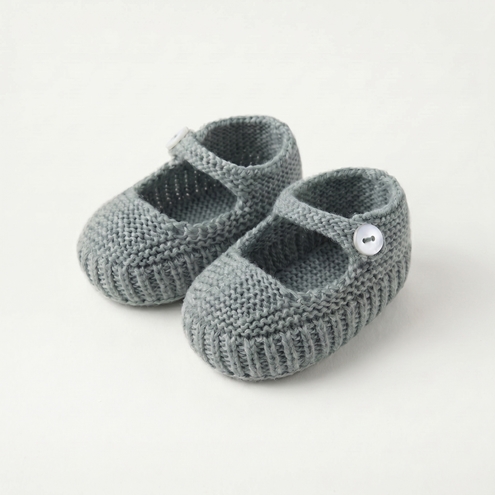 Aquarelle green Mary Jane baby knit shoes