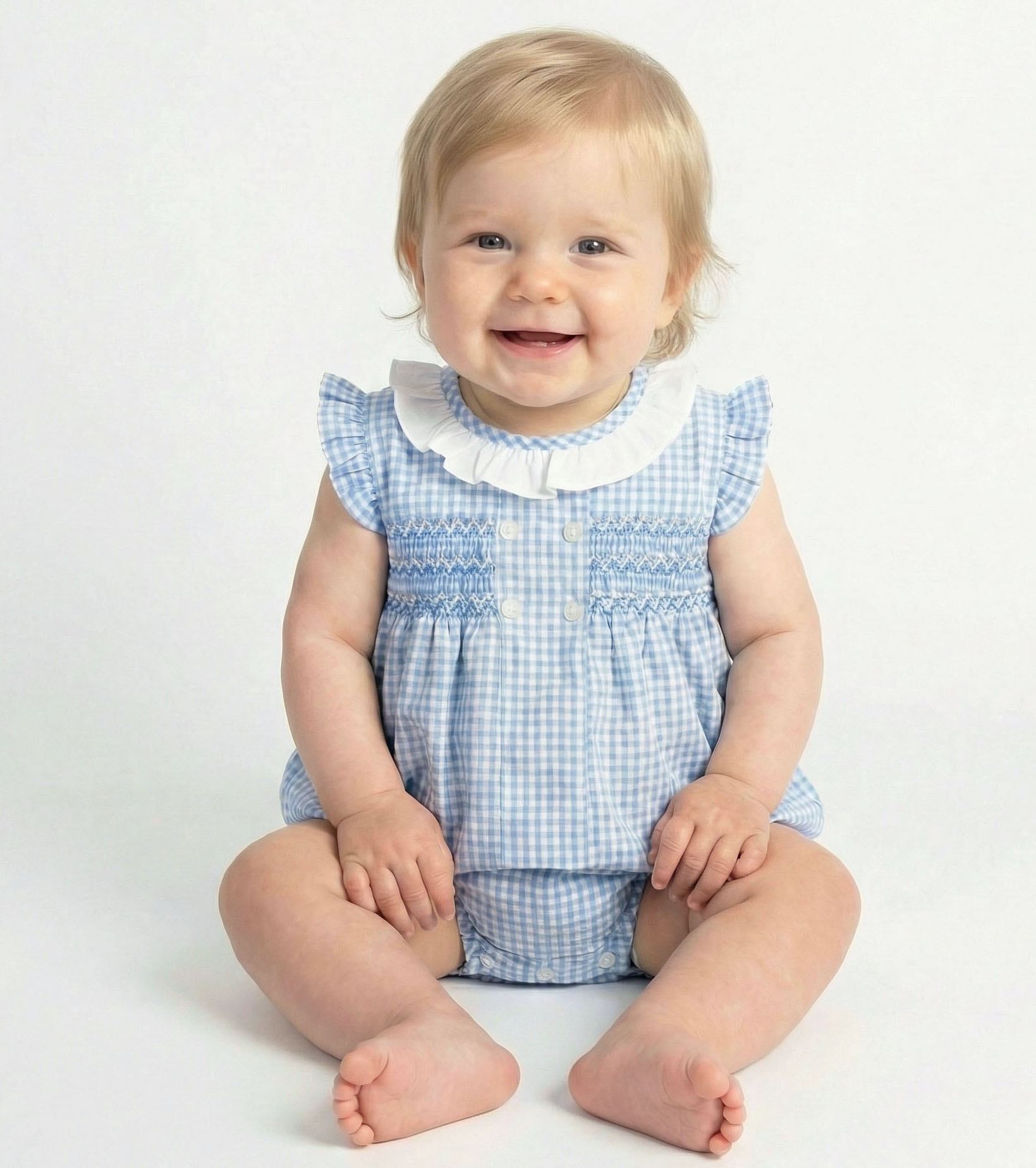 blue plaid romper baby