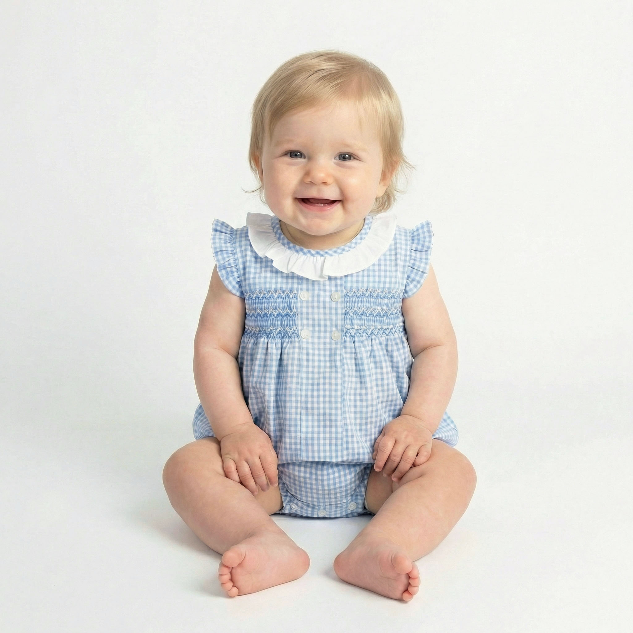 blue plaid romper baby