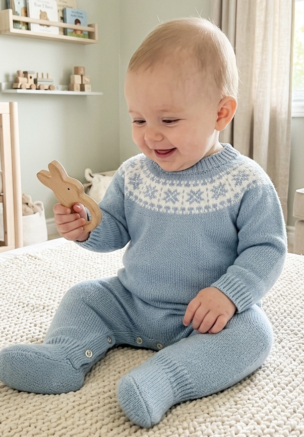 blue knit suit baby