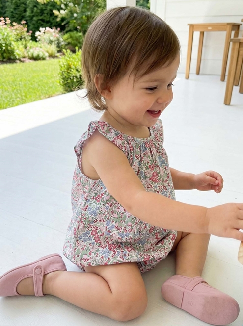 belma romper baby pink green