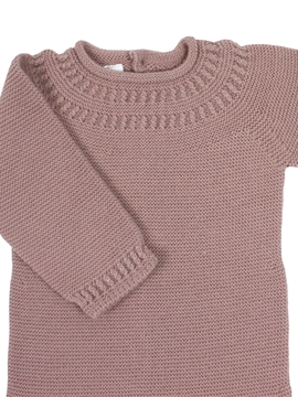 Pelele de punto rosa palo con ochitos