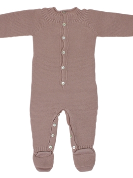 Pelele de punto rosa palo con ochitos