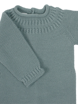 Pelele de punto verde agua con ochitos