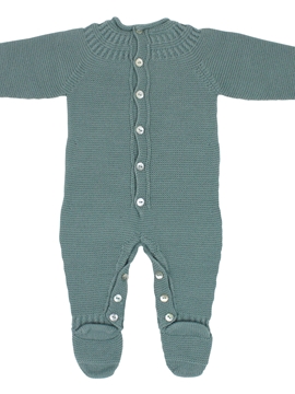 Pelele de punto verde agua con ochitos