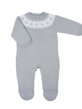 pelele punto gris con greca blanca