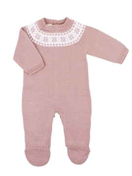 pelele punto rosa palo con greca blanca