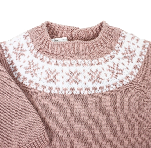 pelele punto rosa palo con greca blanca