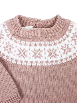 pelele punto rosa palo con greca blanca