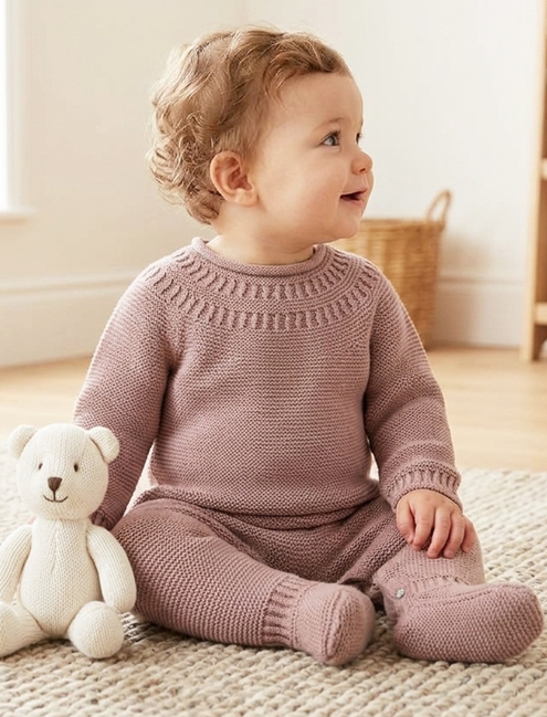 pastel pink knit baby