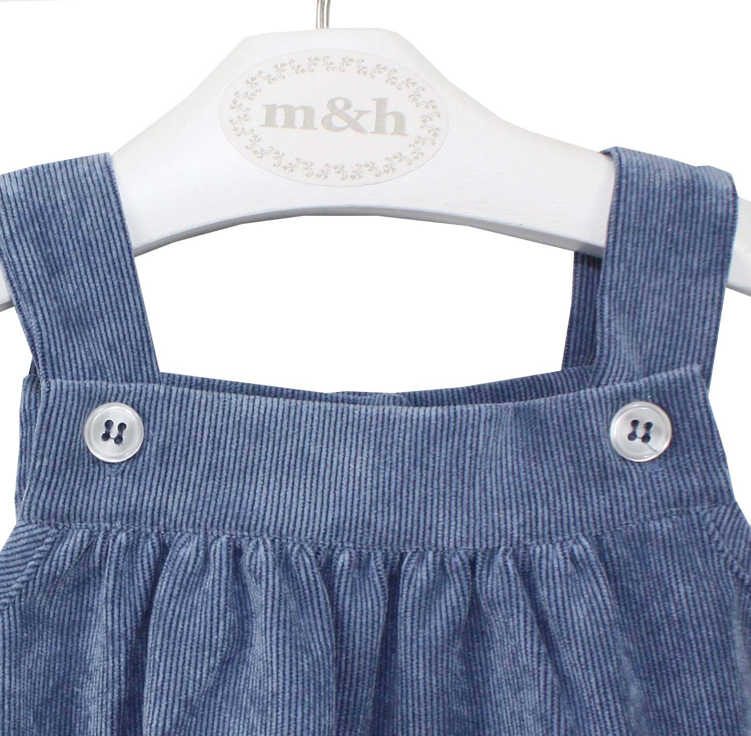 baby romper medium blue corduroy