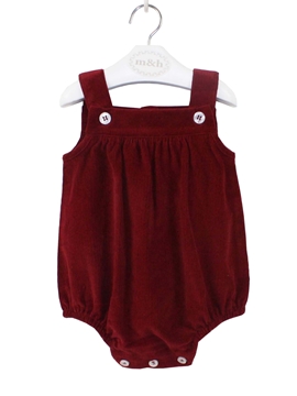 burgundy corduroy baby romper