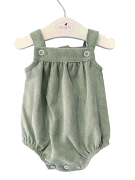 Green seaweed corduroy baby romper