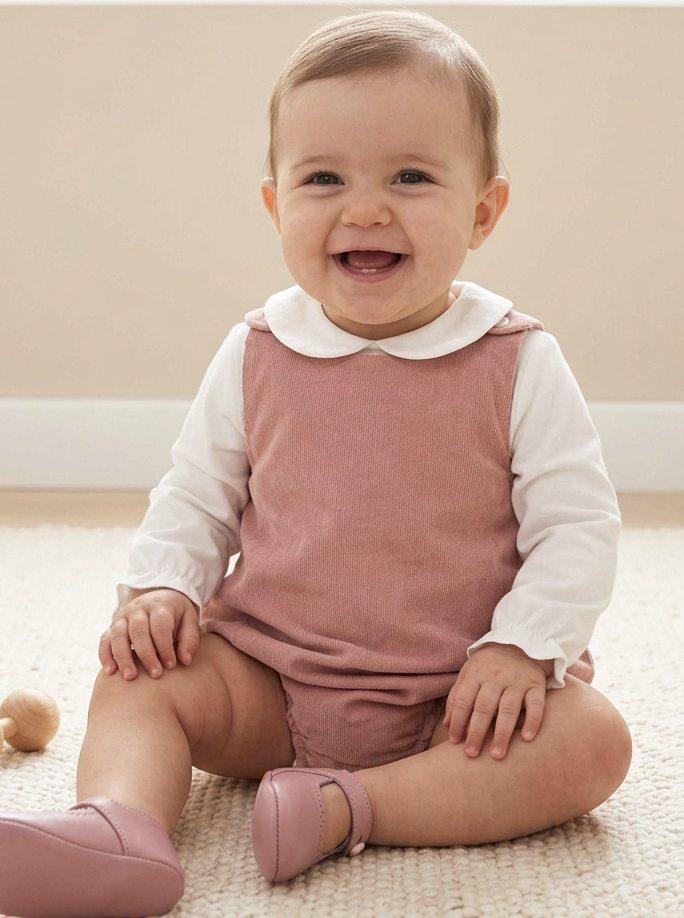 pastel pink corduroy baby romper