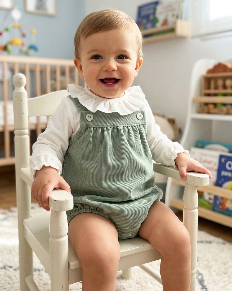 baby romper corduroy green