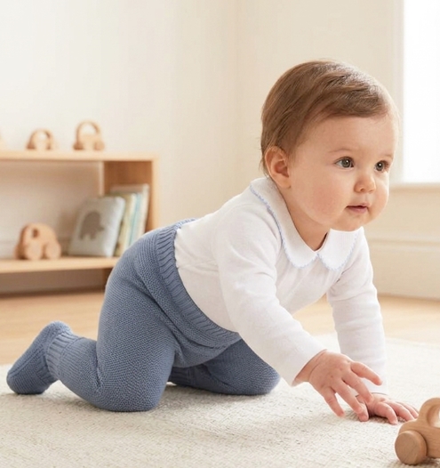 medium blue knit baby