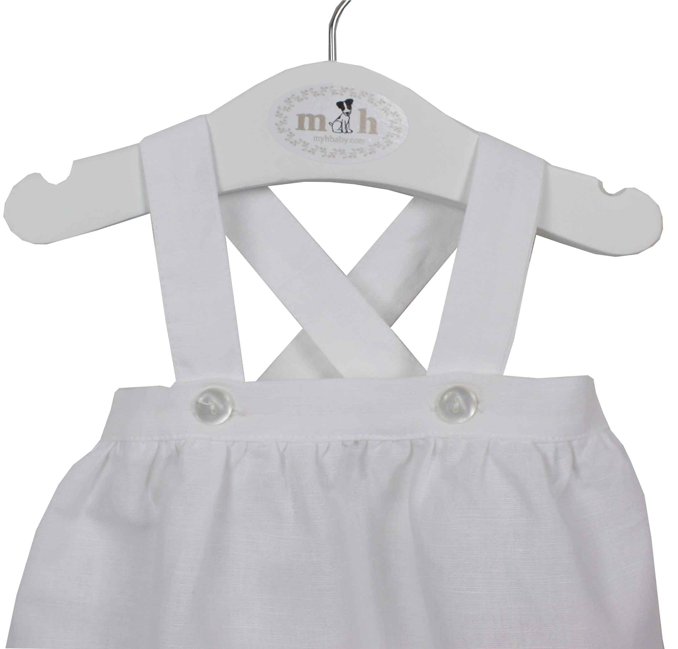 white linen baby romper