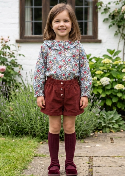 burgundy corduroy short